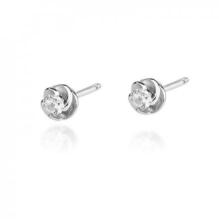 Biżuteria SAXO 14K Kolczyki z diamentami 0,20ct KO-329 Białe Złoto