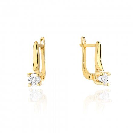 Biżuteria SAXO 14K Kolczyki z diamentami 2 x 0,03ct KO-65 Złoto