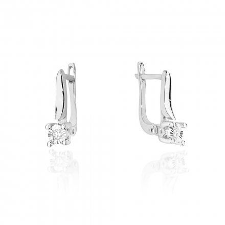Biżuteria SAXO 14K Kolczyki z diamentami 2 x 0,03ct KO-65 Białe Złoto