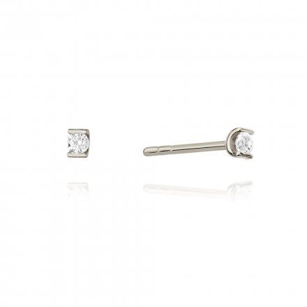 Złote kolczyki wkrętki klasyczne diamenty • Białe Złoto 585 Brylanty 0.08ct