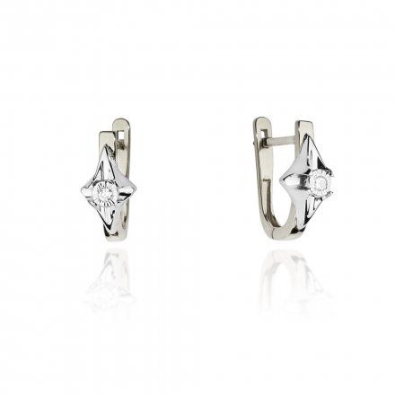 Biżuteria SAXO 14K Kolczyki z diamentami 0,06ct KO-56 Białe Złoto