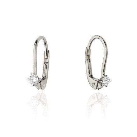 Biżuteria SAXO 14K Kolczyki z diamentami 0,06ct KO-57 Białe Złoto
