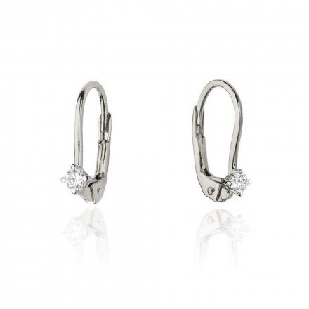 Biżuteria SAXO 14K Kolczyki z diamentami 0,08ct KO-57 Białe Złoto
