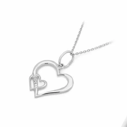 Złota zawieszka wisiorek serca z diamentami • Białe Złoto 585 Brylant 0.015ct