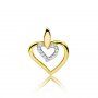 Złota zawieszka wisiorek podwójne serce z diamentami • Złoto 585 Brylant 0.06ct