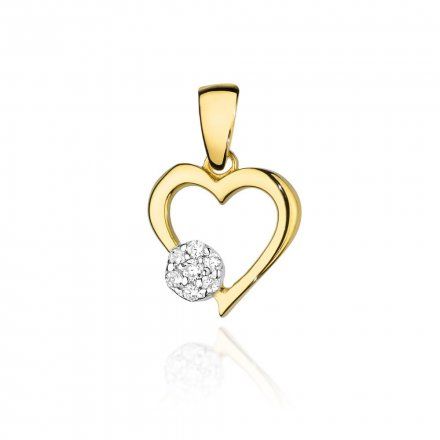 Złota zawieszka wisiorek serce z diamentowym kółeczkiem • Złoto 585 Brylanty 0.06ct