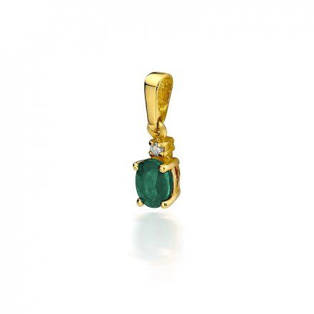 Złota zawieszka wisiorek szmaragd z diamentem • Złoto 585 Szmaragd 0.40ct Brylant 0.0145ct