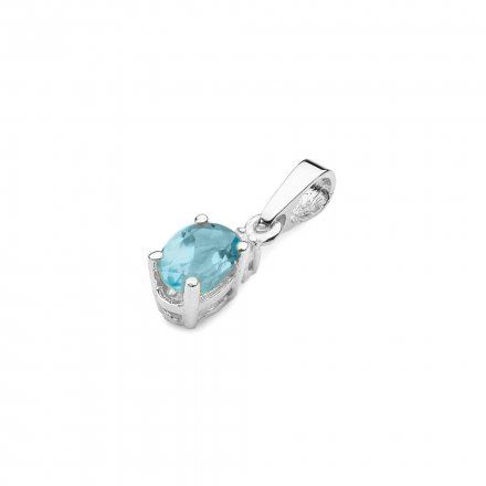 Złota zawieszka wisiorek topaz z diamentem • Białe Złoto 585 Topaz 0.50ct Brylant 0.0145ct