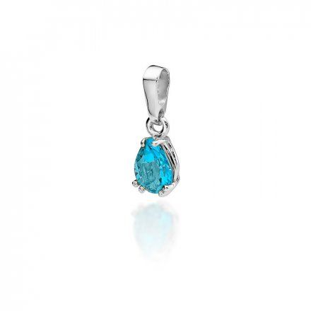 Złota zawieszka wisiorek łezka z topazem • Białe Złoto 585 Topaz 0.90ct