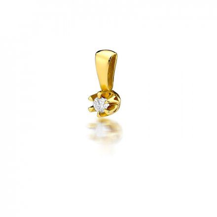 Złota zawieszka wisiorek delikatny pojedynczy diament • Złoto 585 Brylant 0.08ct