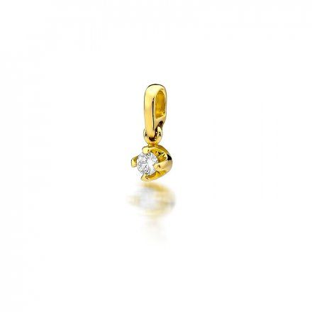 Złota zawieszka wisiorek klasyczny diament • Złoto 585 Brylant 0.10ct