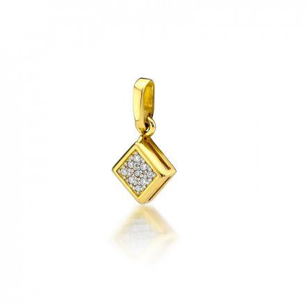 Złota zawieszka wisiorek romb kwadrat z diamentami • Złoto 585 Brylant 0.045ct