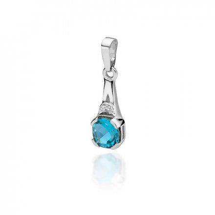 Biżuteria SAXO 14K Zawieszka z topazem  1,10ct Z-40 Białe Złoto z diamentem