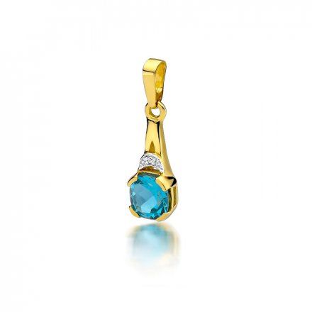 Biżuteria SAXO 14K Zawieszka z topazem  1,10ct Z-40 Złoto z diamentem