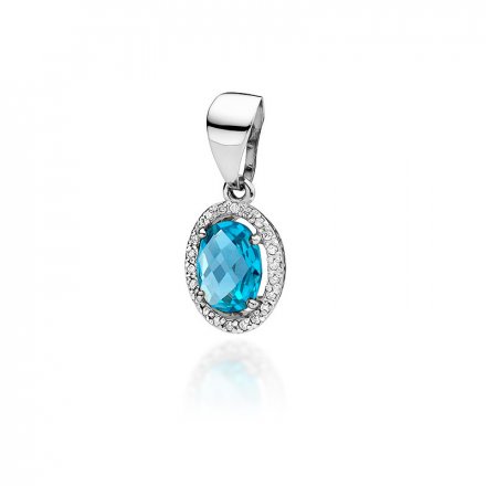 Biżuteria SAXO 14K Zawieszka z topazem  1,70ct Z-80 Białe Złoto z diamentem