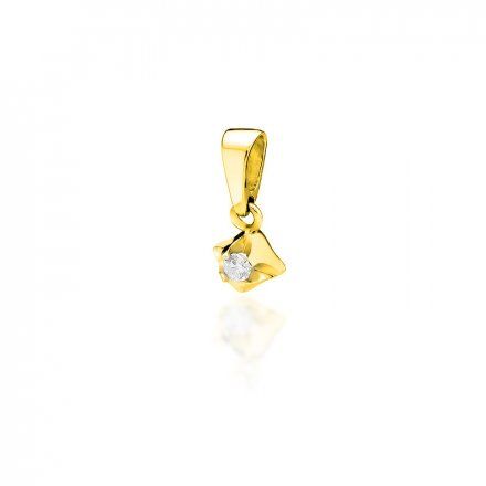Złota zawieszka wisiorek z diamentem • Złoto 585 Brylant 0.09ct