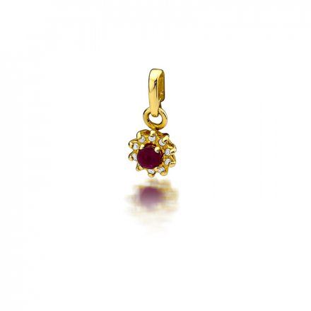 Biżuteria SAXO 14K Zawieszka z rubinem  0,15ct Z-185 Złoto z diamentem