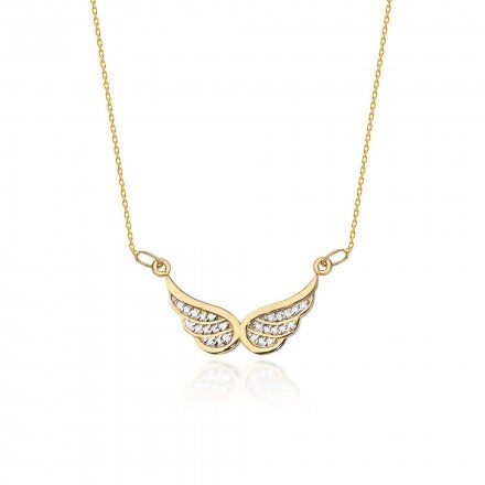 Złoty naszyjnik celebrytka delikatne skrzydełka z diamentami • Złoto 585 Brylant 0.12ct