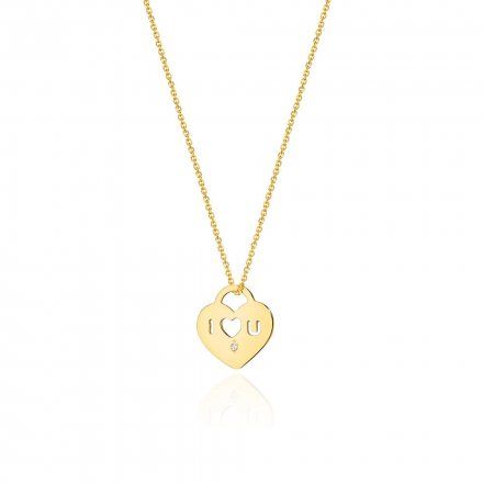 Złoty naszyjnik celebrytka wyznanie miłości serce z diamentem • Złoto 585 Brylant 0.005ct