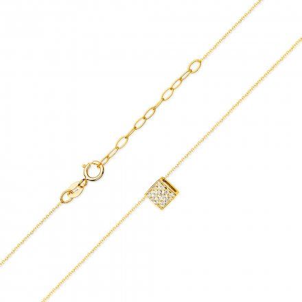 Złoty naszyjnik celebrytka kostka z diamentami • Złoto 585 Brylant 0.08ct