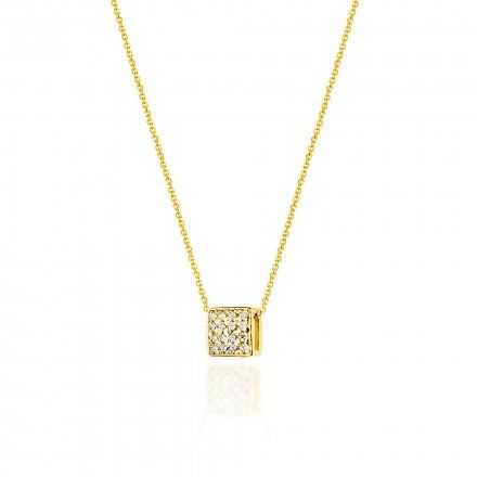 Złoty naszyjnik celebrytka kostka z diamentami • Złoto 585 Brylant 0.08ct