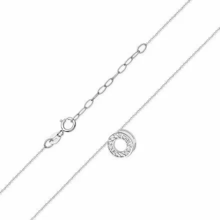 Złoty naszyjnik celebrytka kółko ring z diamentami • Białe Złoto 585 Brylant 0.06ct