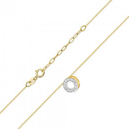 Złoty naszyjnik celebrytka kółko ring z diamentami • Złoto 585 Brylant 0.06ct