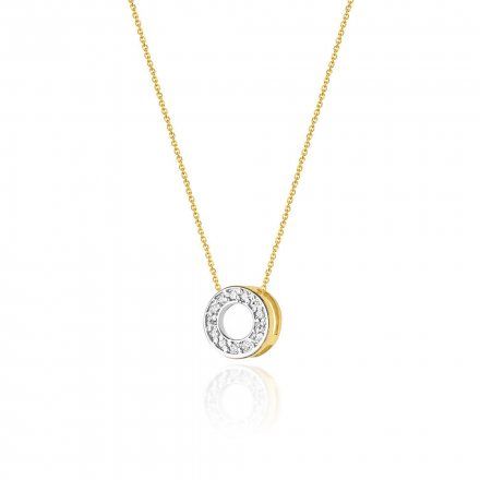 Złoty naszyjnik celebrytka kółko ring z diamentami • Złoto 585 Brylant 0.06ct