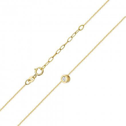 Złoty naszyjnik celebrytka kółko z diamentem • Złoto 585 Brylant 0.0145ct