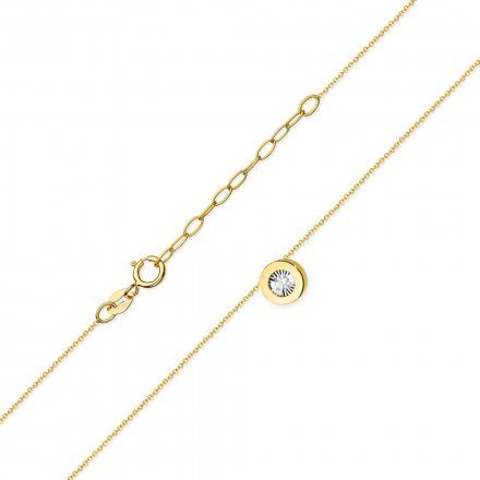 Złoty naszyjnik celebrytka kółko z diamentem • Złoto 585 Brylant 0.03ct