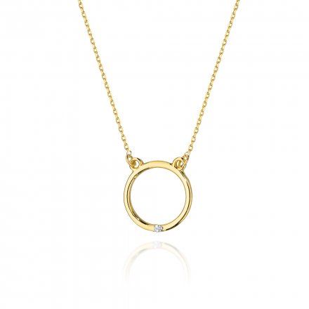 Złoty naszyjnik celebrytka kółko ring z diamentem • Złoto 585 Brylant 0.01ct