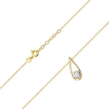 Złoty naszyjnik wisiorek łezka z diamentami • ZŁOTO 585 Brylant 0.08ct