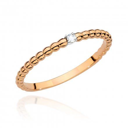 Biżuteria SAXO 14K Pierścionek z brylantem 0,02ct BC-001 Różowe Złoto