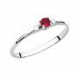 Biżuteria SAXO 14K Pierścionek z rubinem i diamentami 0,15ct BC-014 Białe Złoto