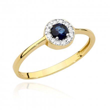Biżuteria SAXO 14K Pierścionek z szafirem i diamentami 0,30ct W0616 BC-016  Złoto
