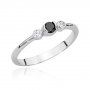 Biżuteria SAXO 14K Pierścionek z czarnym diamentem 0,12ct BC-020 Białe Złoto