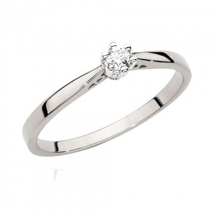 Biżuteria SAXO 14K Pierścionek z diamentem 0,08ct BC-021 Białe Złoto
