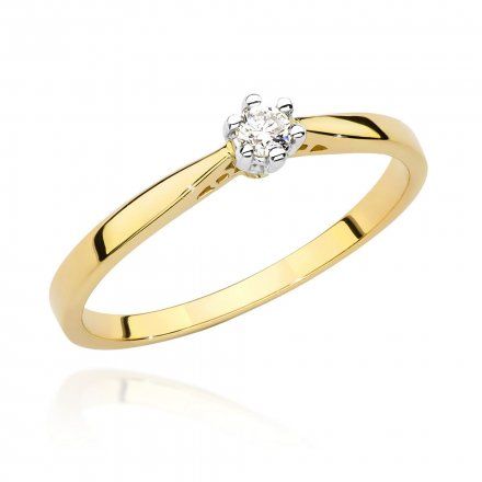 Biżuteria SAXO 14K Pierścionek z diamentem 0,08ct BC-021 Złoto