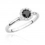 Biżuteria SAXO 14K Pierścionek z czarnym diamentem 0,50ct BC-022 Białe Złoto