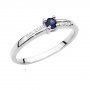 Biżuteria SAXO 14K Pierścionek z szafirem i diamentami 0,15ct BC-024 Białe  Złoto