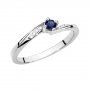 Biżuteria SAXO 14K Pierścionek z szafirem i diamentami 0,15ct BC-028 Białe Złoto