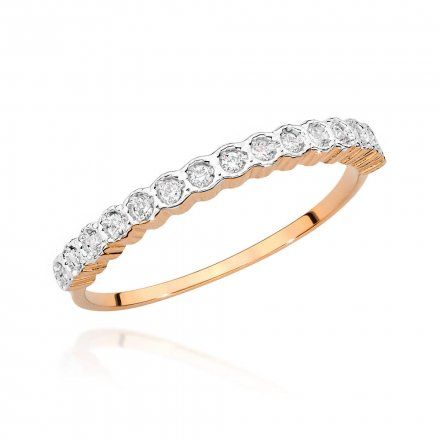 Biżuteria SAXO 14K Pierścionek z brylantem 0,13ct BC-034 Różowe Złoto
