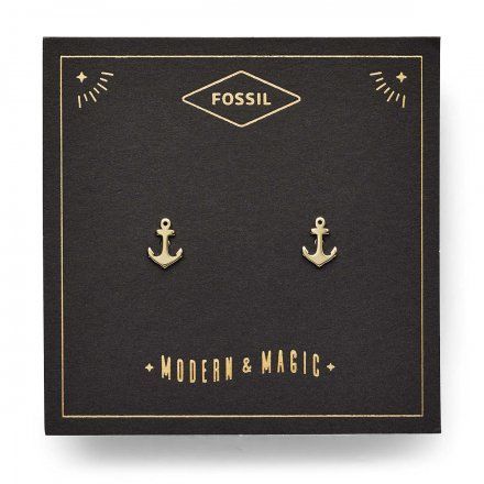 Złote kolczyki Fossil kotwice wkrętki JF03293710