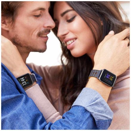 Srebrny Smartwatch z bransoletką Marea B57002/4 Ciśnienie Tlen Kroki Puls Dystans Kalorie