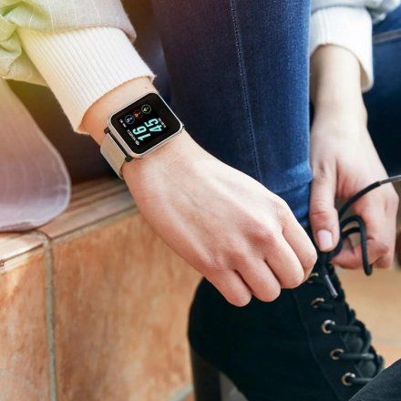 Srebrny Smartwatch z bransoletką Marea B57002/4 Ciśnienie Tlen Kroki Puls Dystans Kalorie