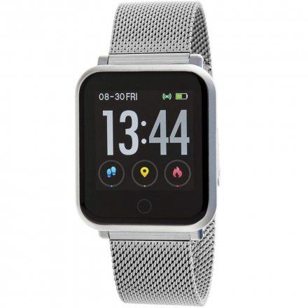 Srebrny Smartwatch z bransoletką Marea B57002/4 Ciśnienie Tlen Kroki Puls Dystans Kalorie