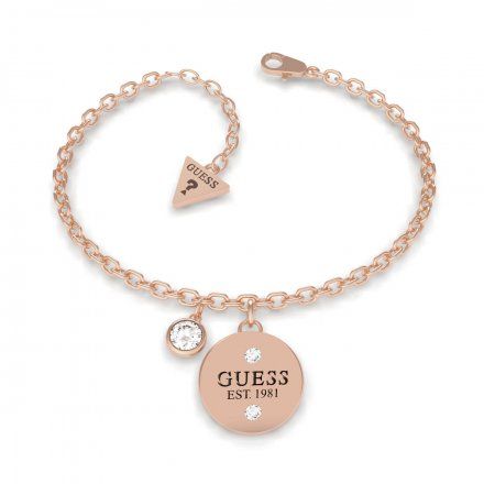 Biżuteria Guess damska bransoletka różowe złoto zawieszki UBB79055-S