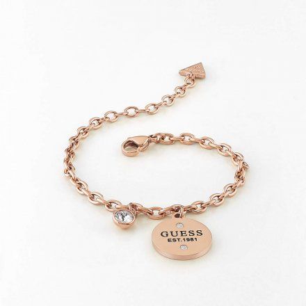 Biżuteria Guess damska bransoletka różowe złoto zawieszki UBB79055-L