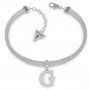 Biżuteria Guess damska bransoletka srebrna G z kryształkami UBB79084-S