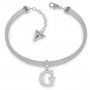 Biżuteria Guess damska bransoletka srebrna G z kryształkami UBB79084-L
